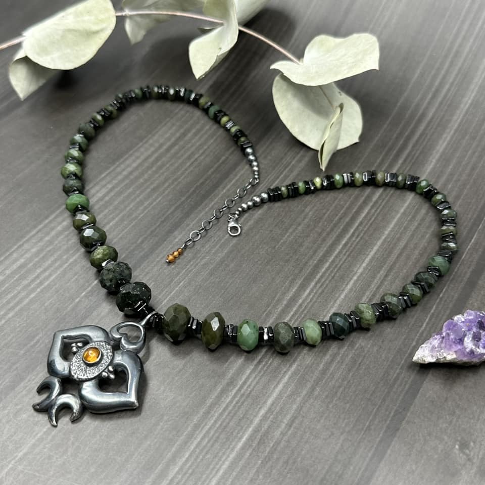 Gradient Green and Black Spinel Necklace