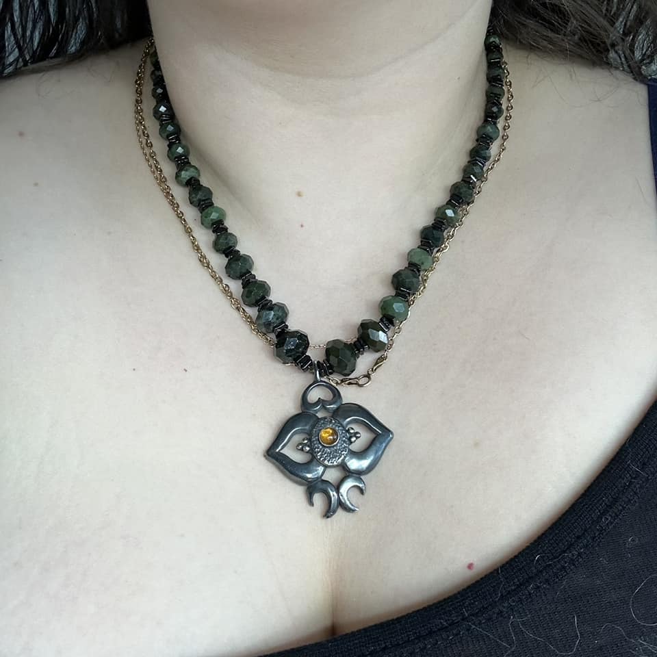 Gradient Green and Black Spinel Necklace
