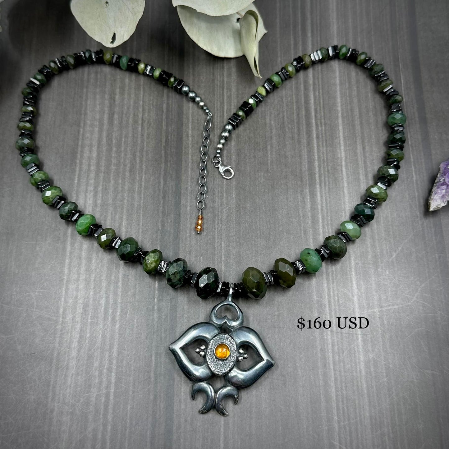 Gradient Green and Black Spinel Necklace