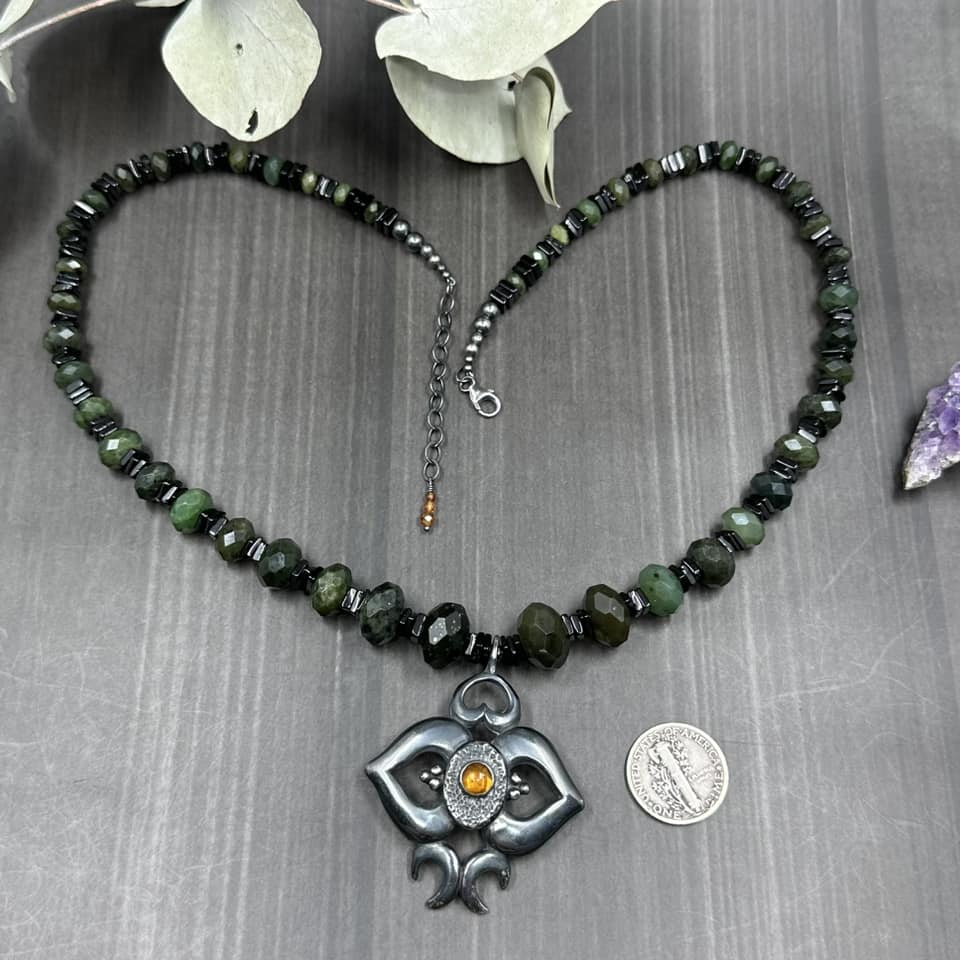 Gradient Green and Black Spinel Necklace