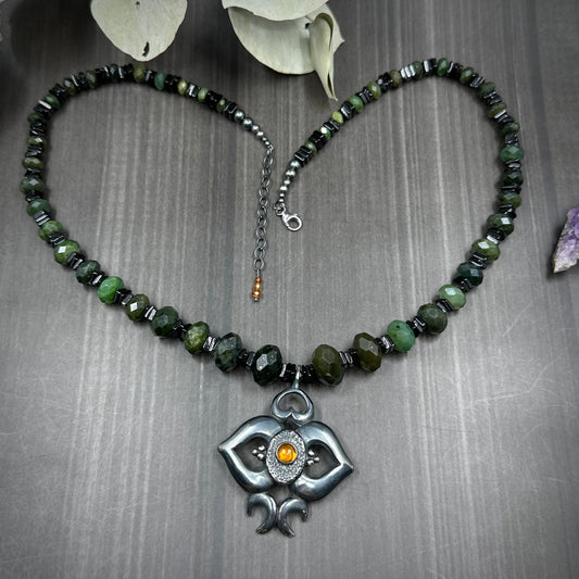 Gradient Green and Black Spinel Necklace