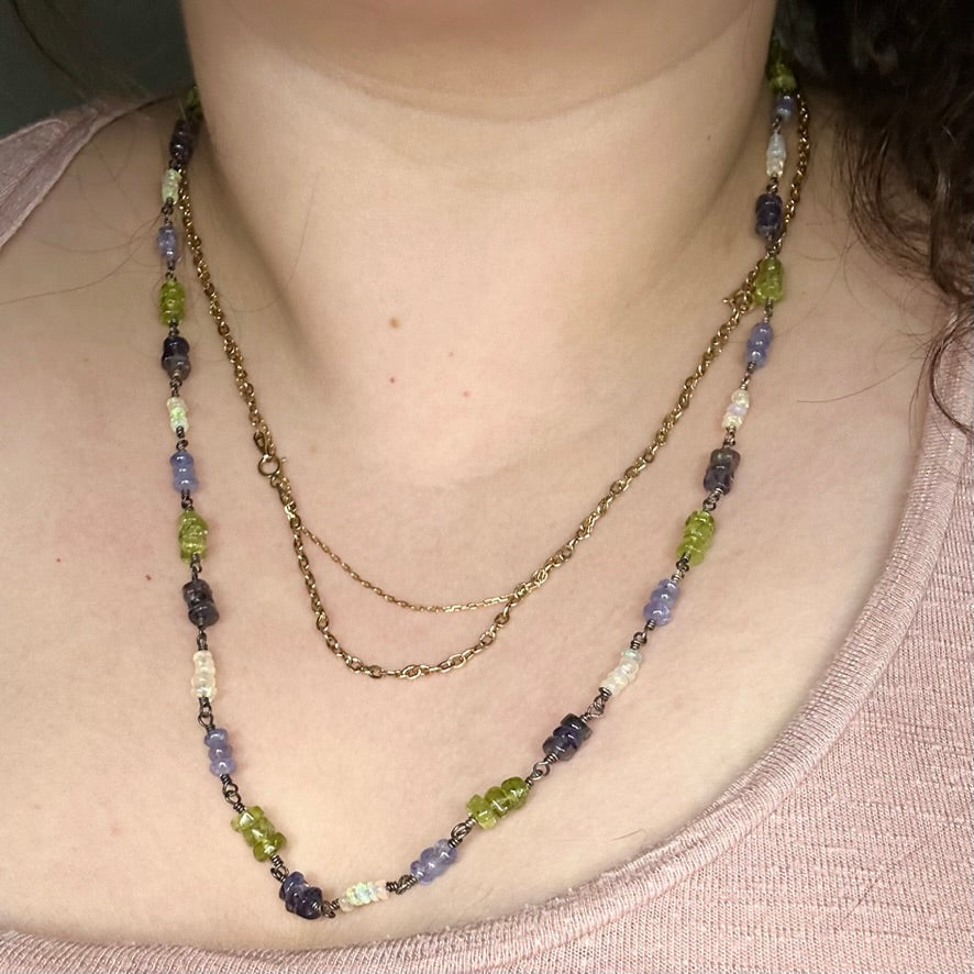 Peridot, Tanzanite, Opal, and Iolite Sterling Silver Bracelet