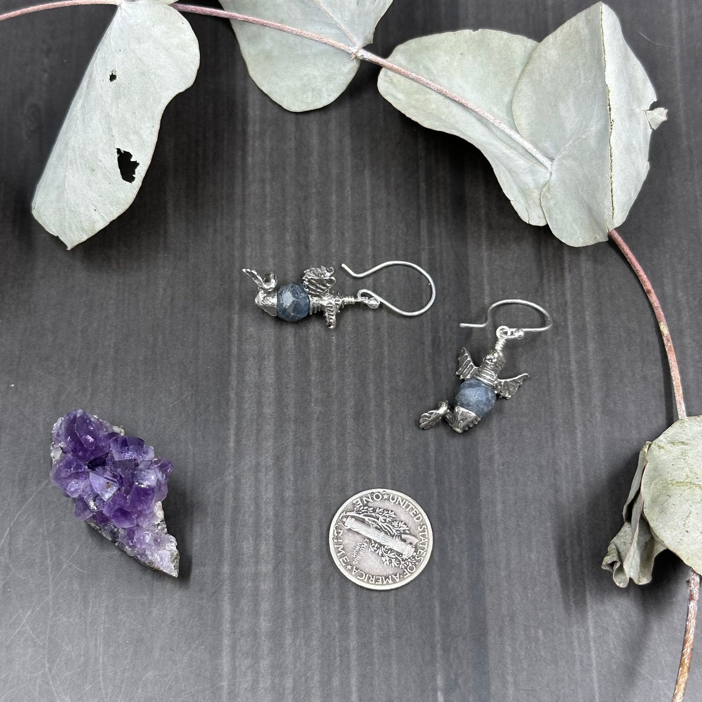 Sapphire Dragon Earrings