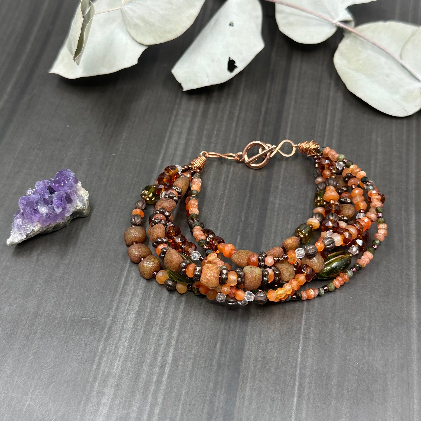 Shades of Fall - 7 strand bracelet