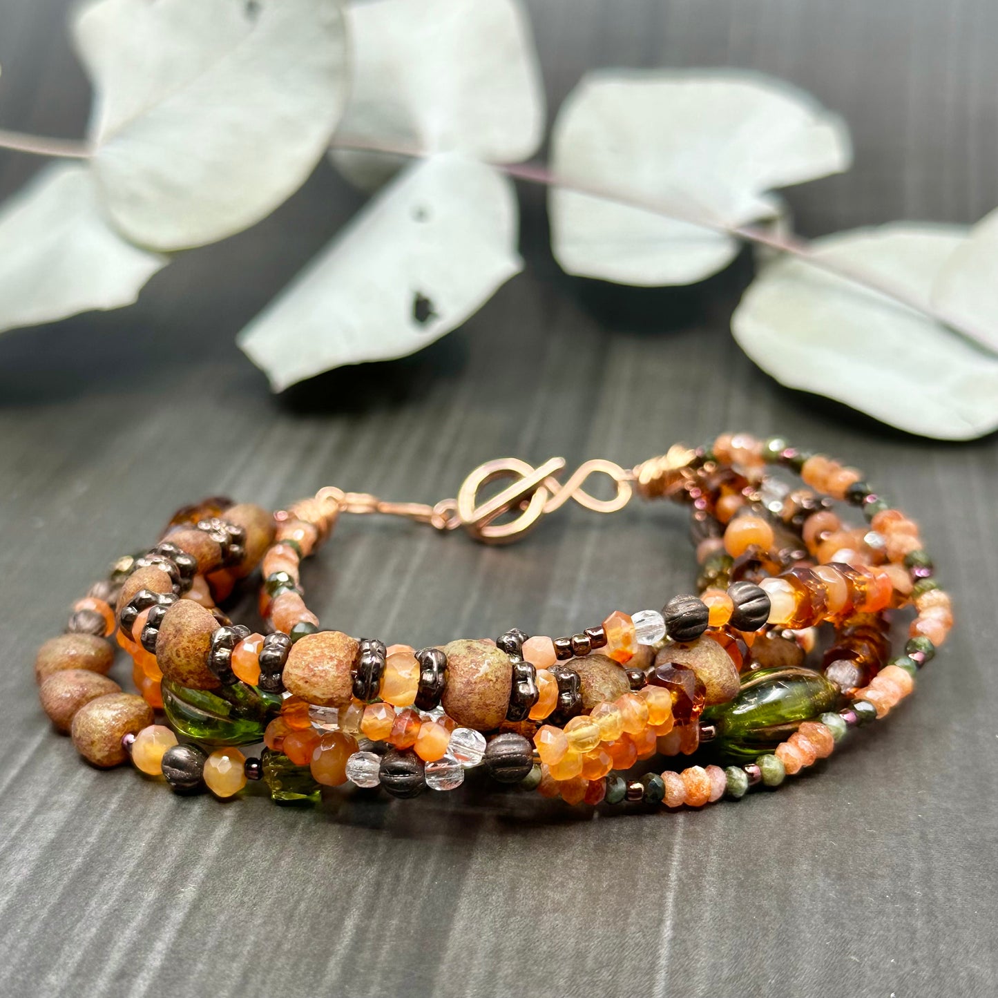 Shades of Fall - 7 strand bracelet
