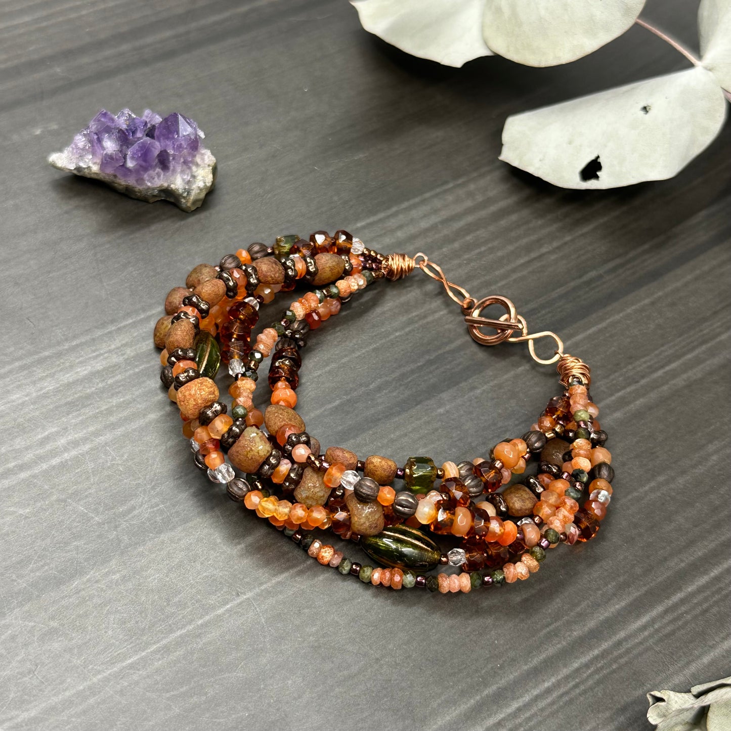 Shades of Fall - 7 strand bracelet