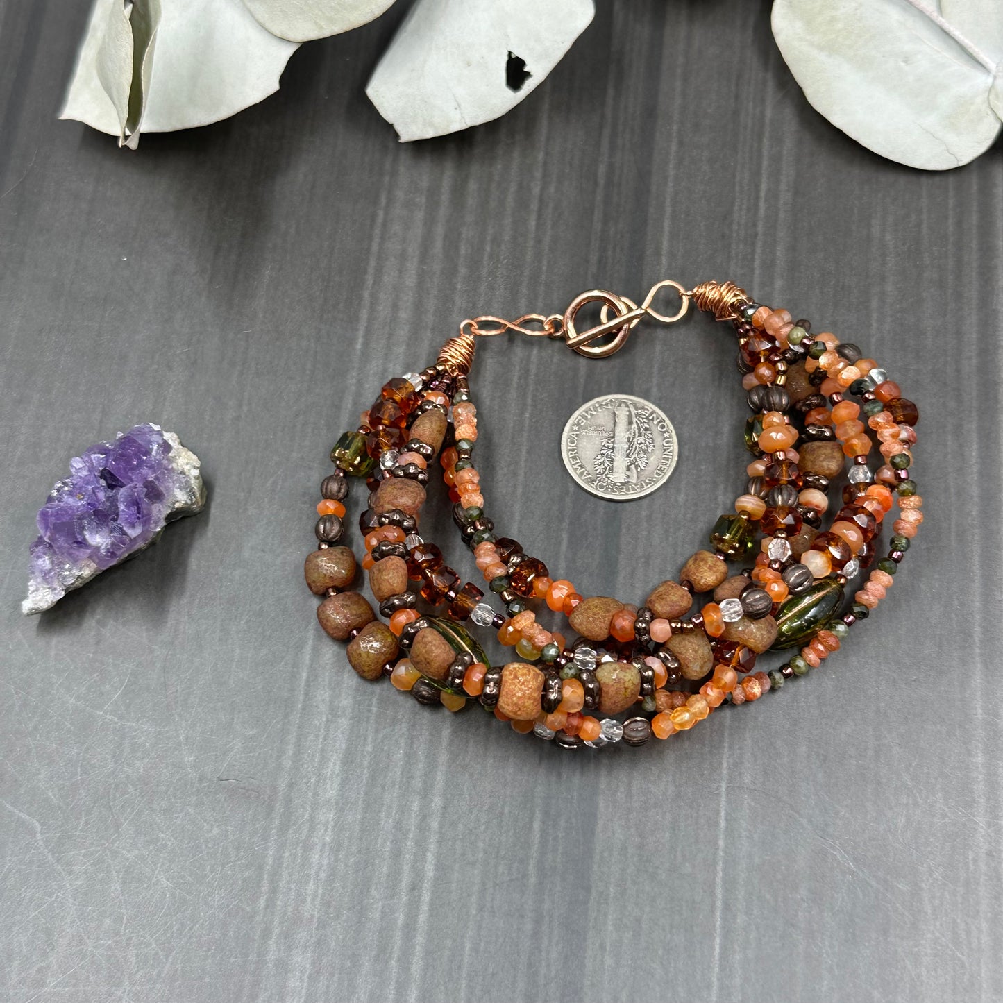 Shades of Fall - 7 strand bracelet