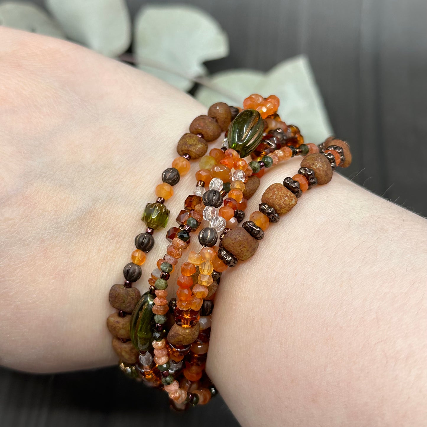 Shades of Fall - 7 strand bracelet