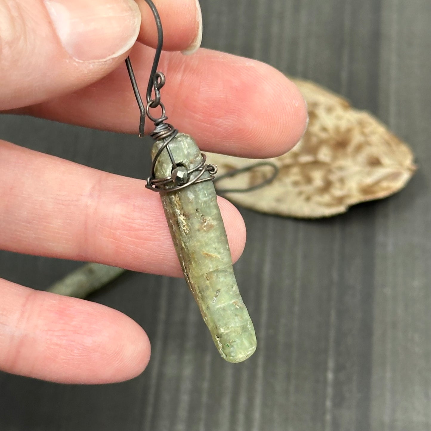 Kyanite and Pyrite Copper Earrings