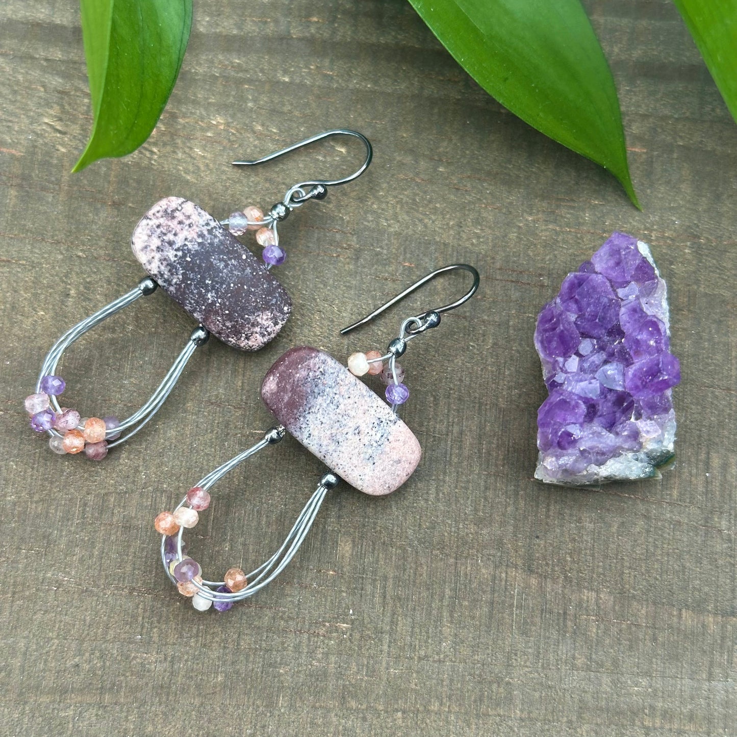 Porcelain Jasper and Luxe Gem mix Earrings with Sterling Silver