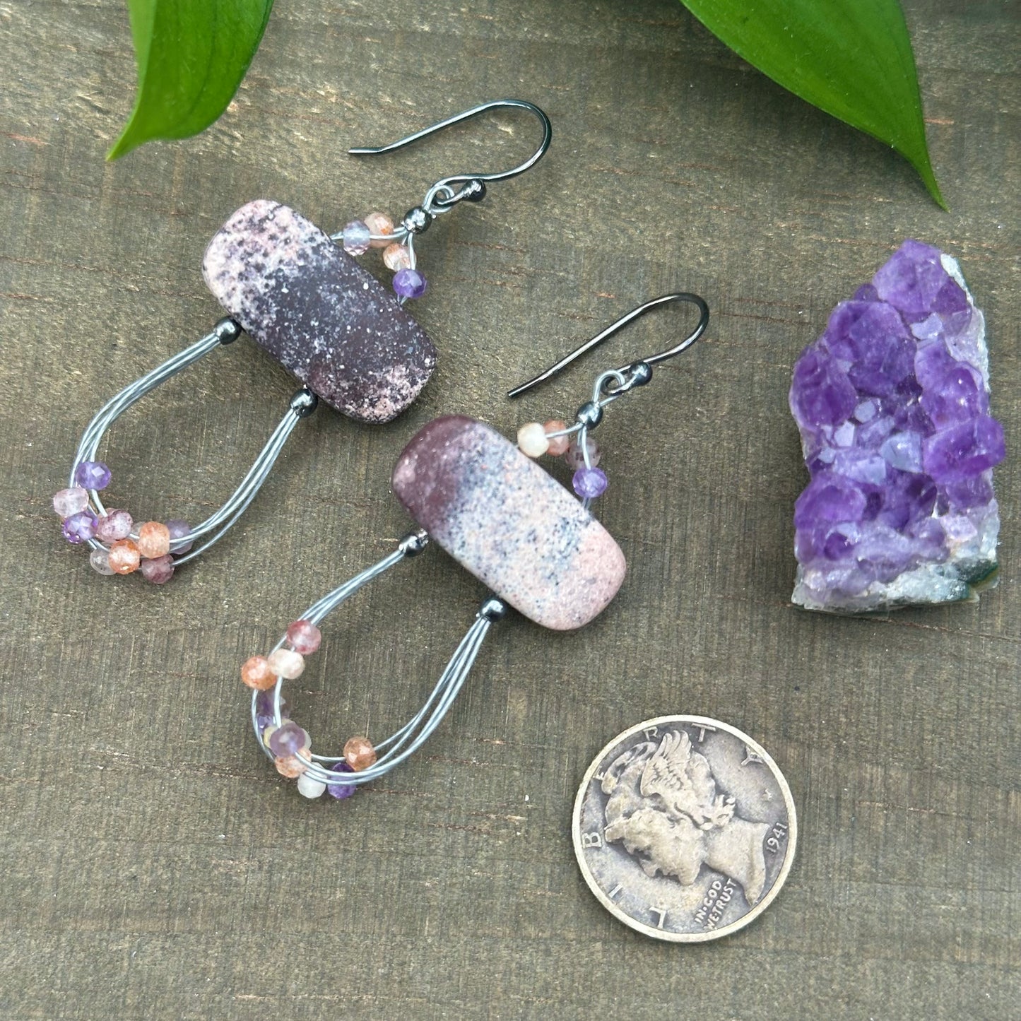 Porcelain Jasper and Luxe Gem mix Earrings with Sterling Silver