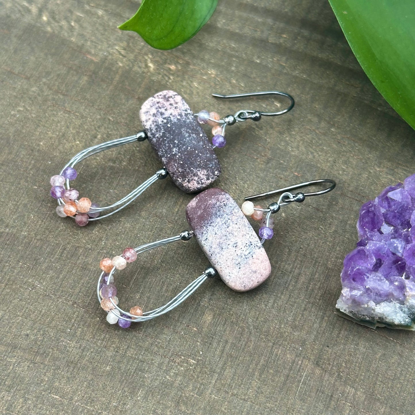 Porcelain Jasper and Luxe Gem mix Earrings with Sterling Silver