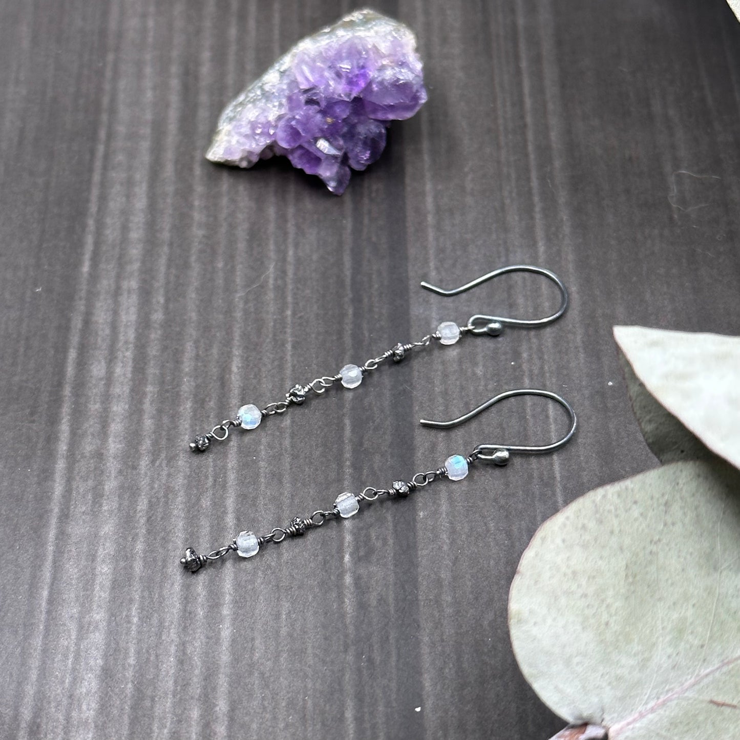 Diamond and Labradorite Earrings