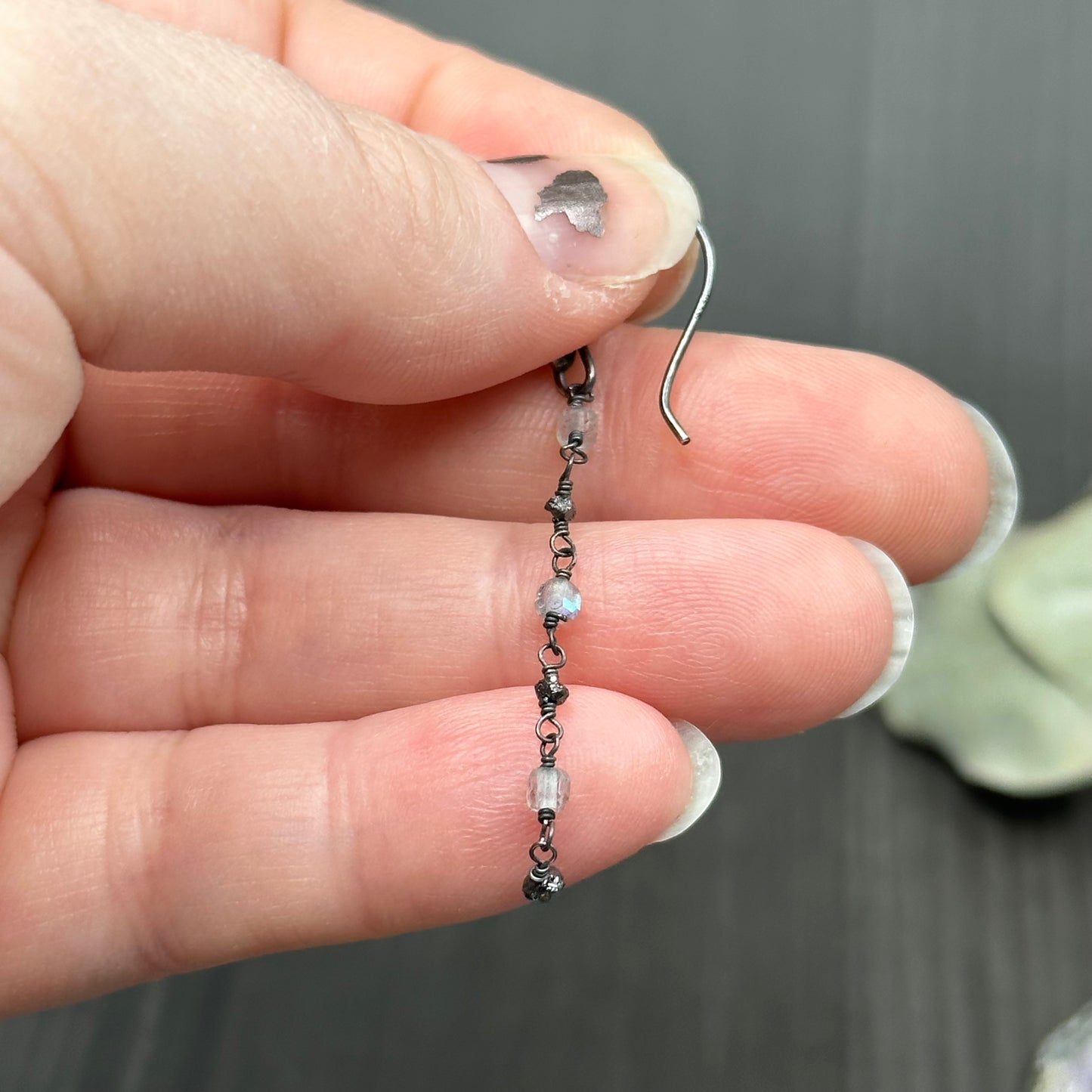 Diamond and Labradorite Earrings