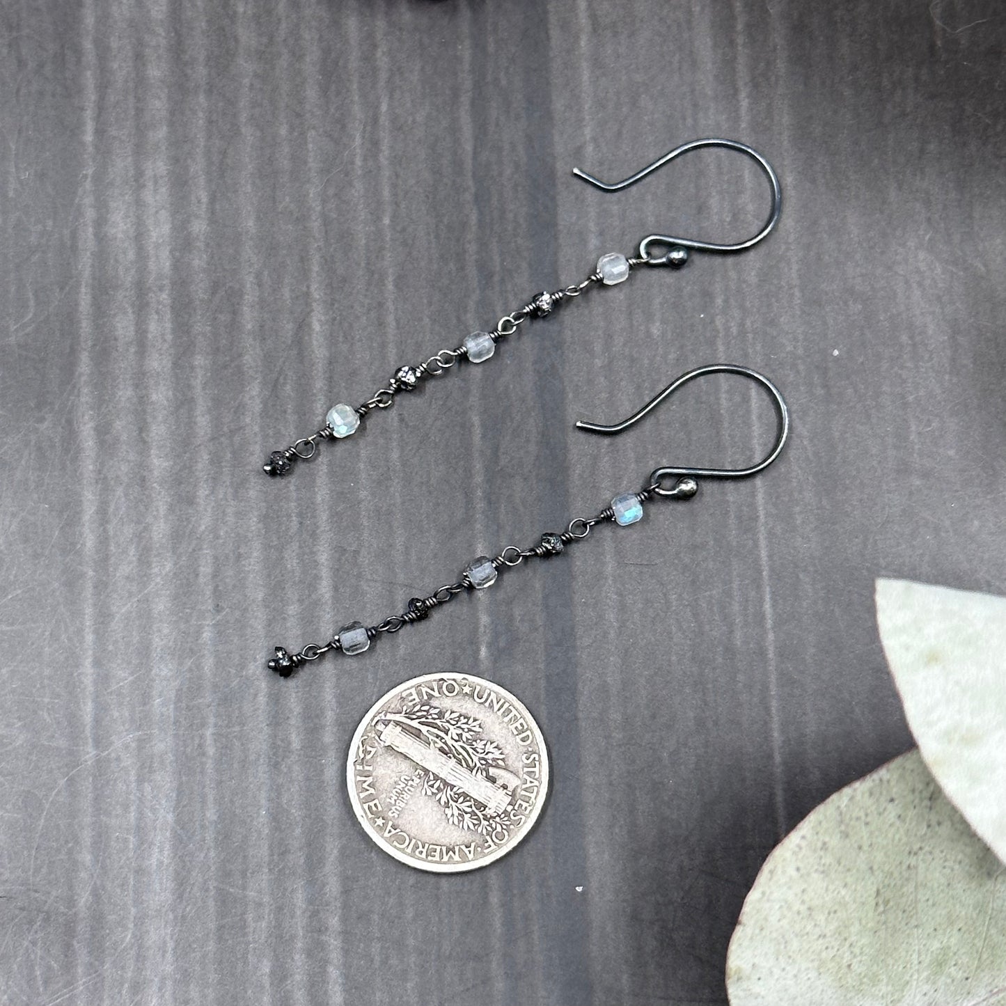 Diamond and Labradorite Earrings