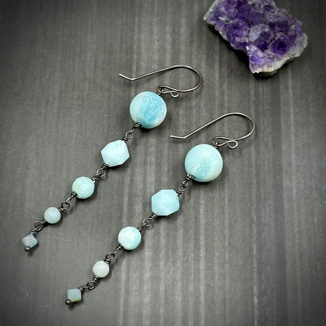 Amazonite and Crystal Earrings