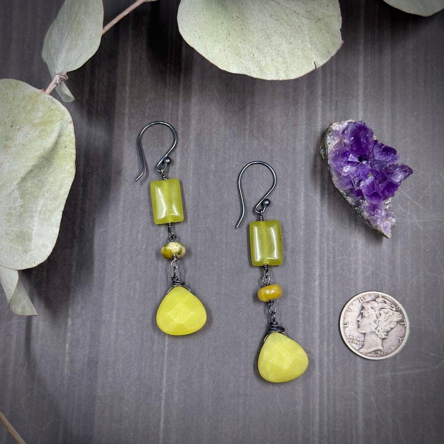 Sterling silver and Serpentine Earrings