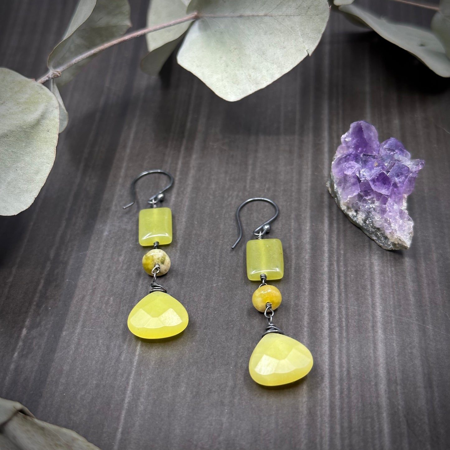 Sterling silver and Serpentine Earrings