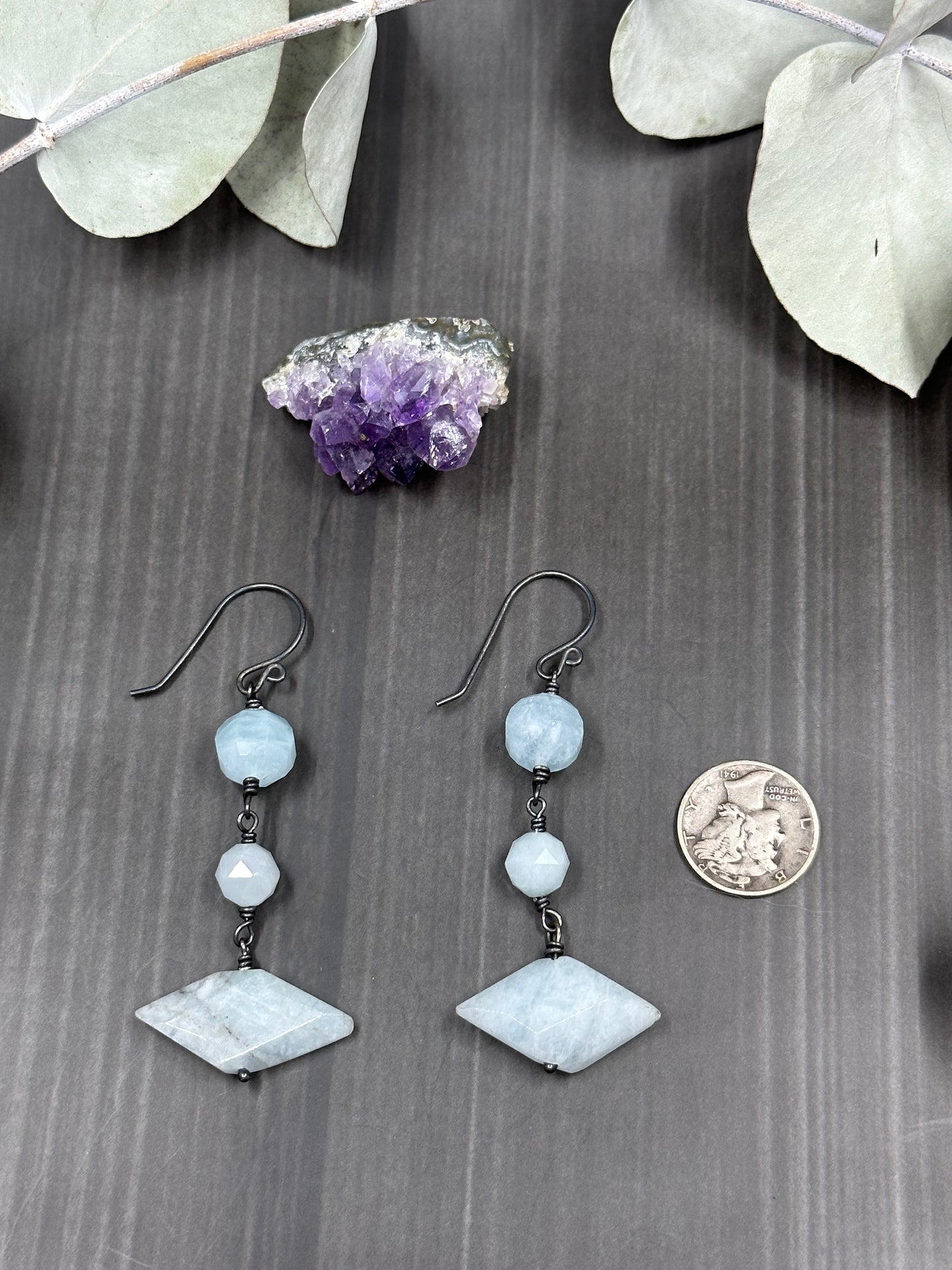 Aquamarine and Sterling Silver Earrings