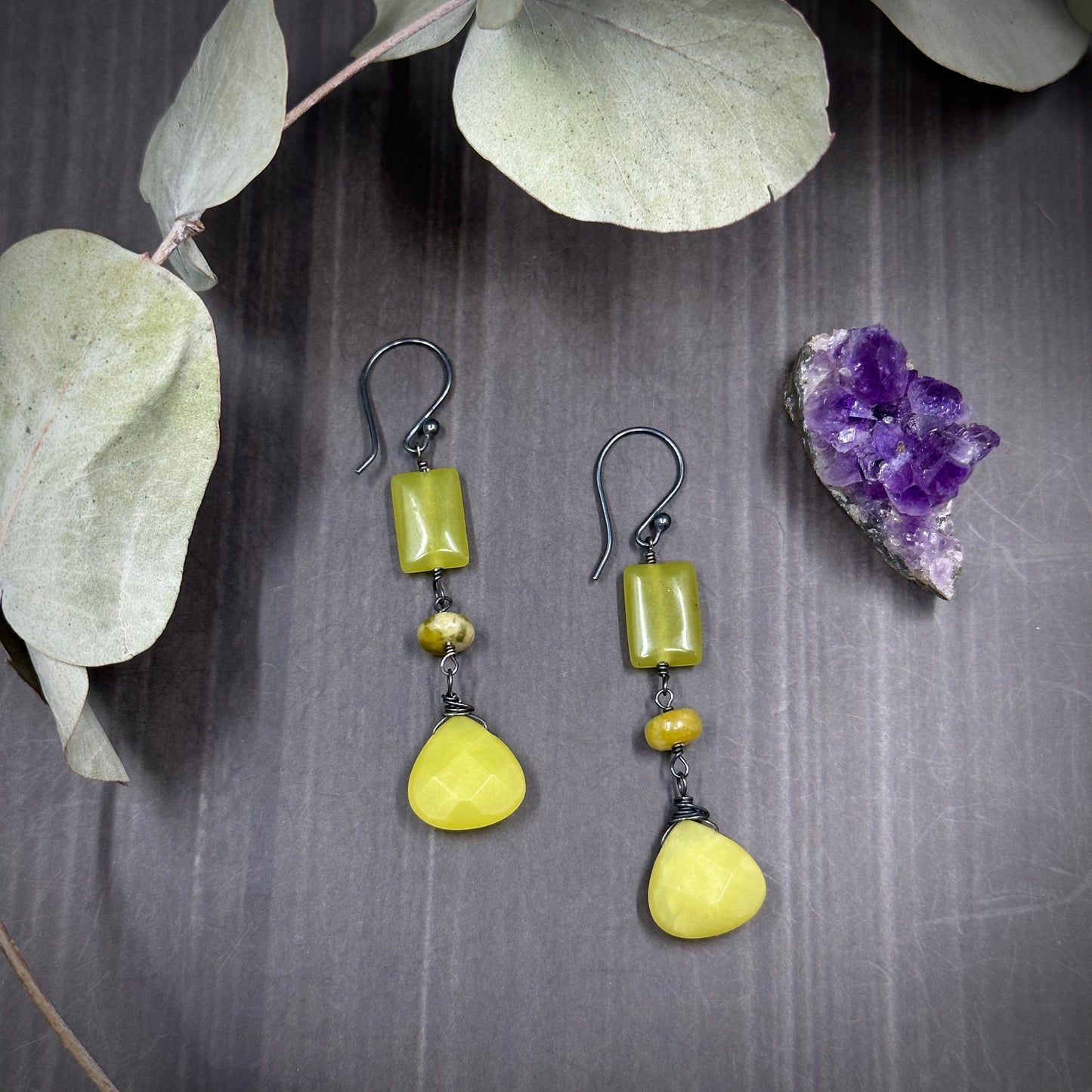 Sterling silver and Serpentine Earrings
