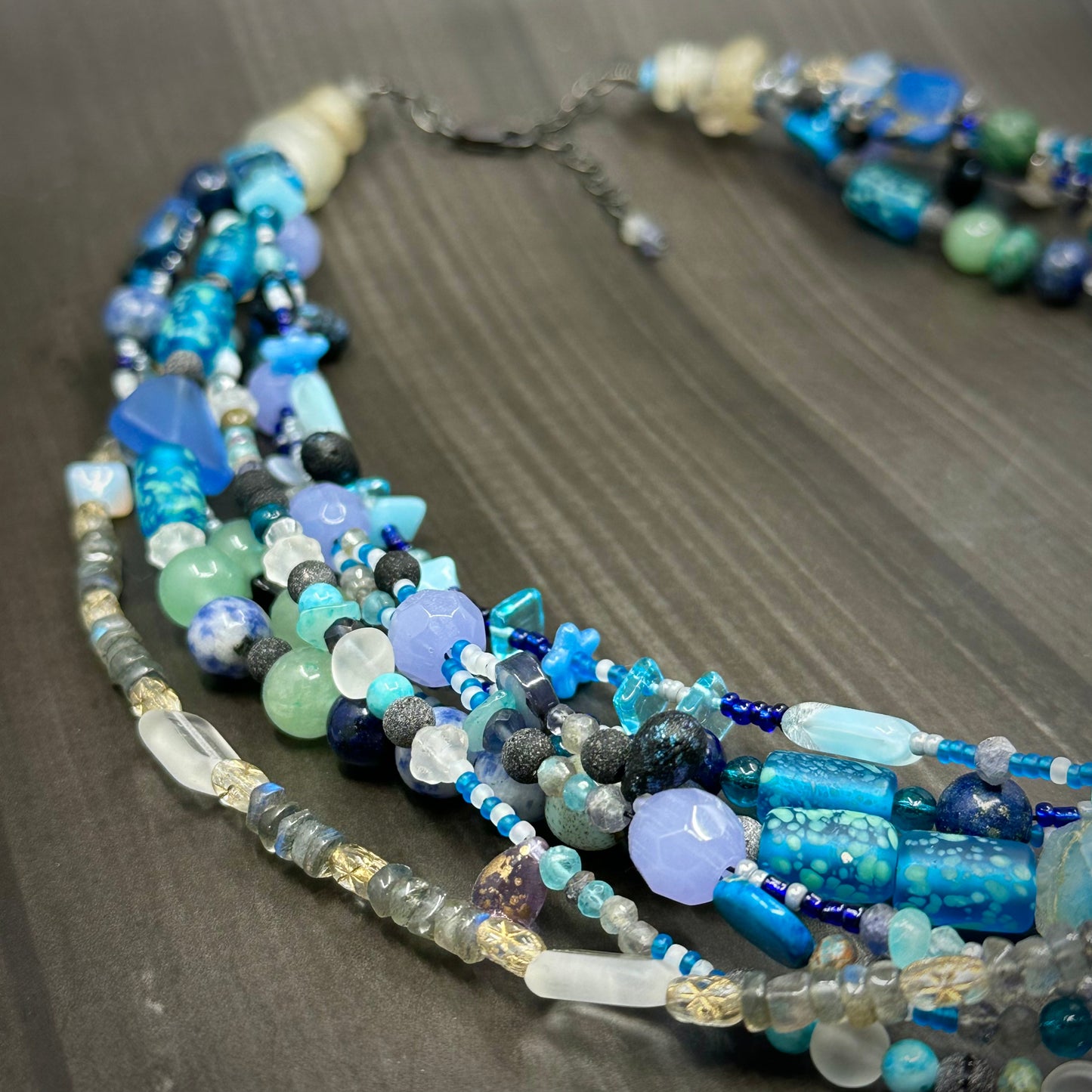 Six Strand Blue Ocean Necklace
