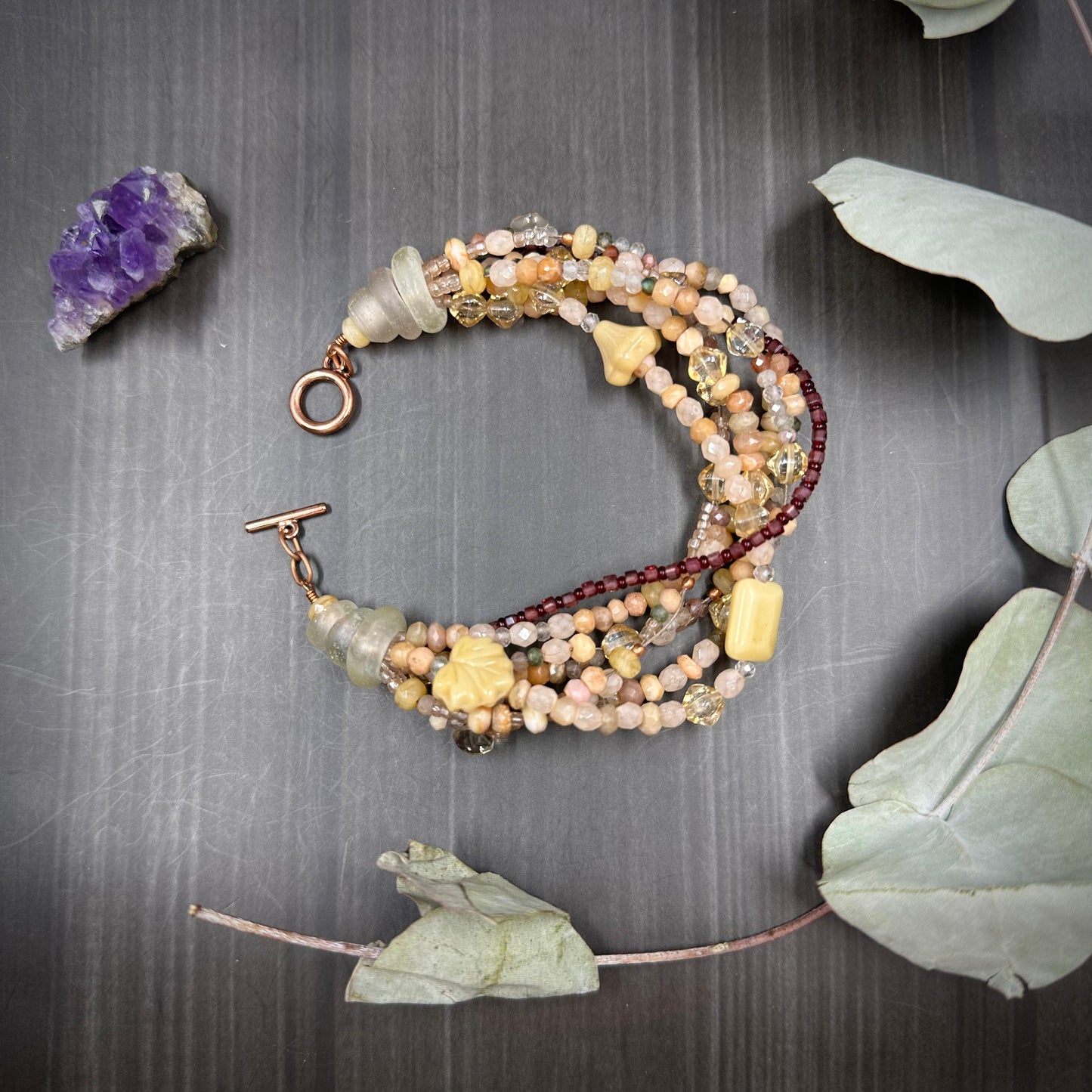 Garnet and Czech Glass Bracelet