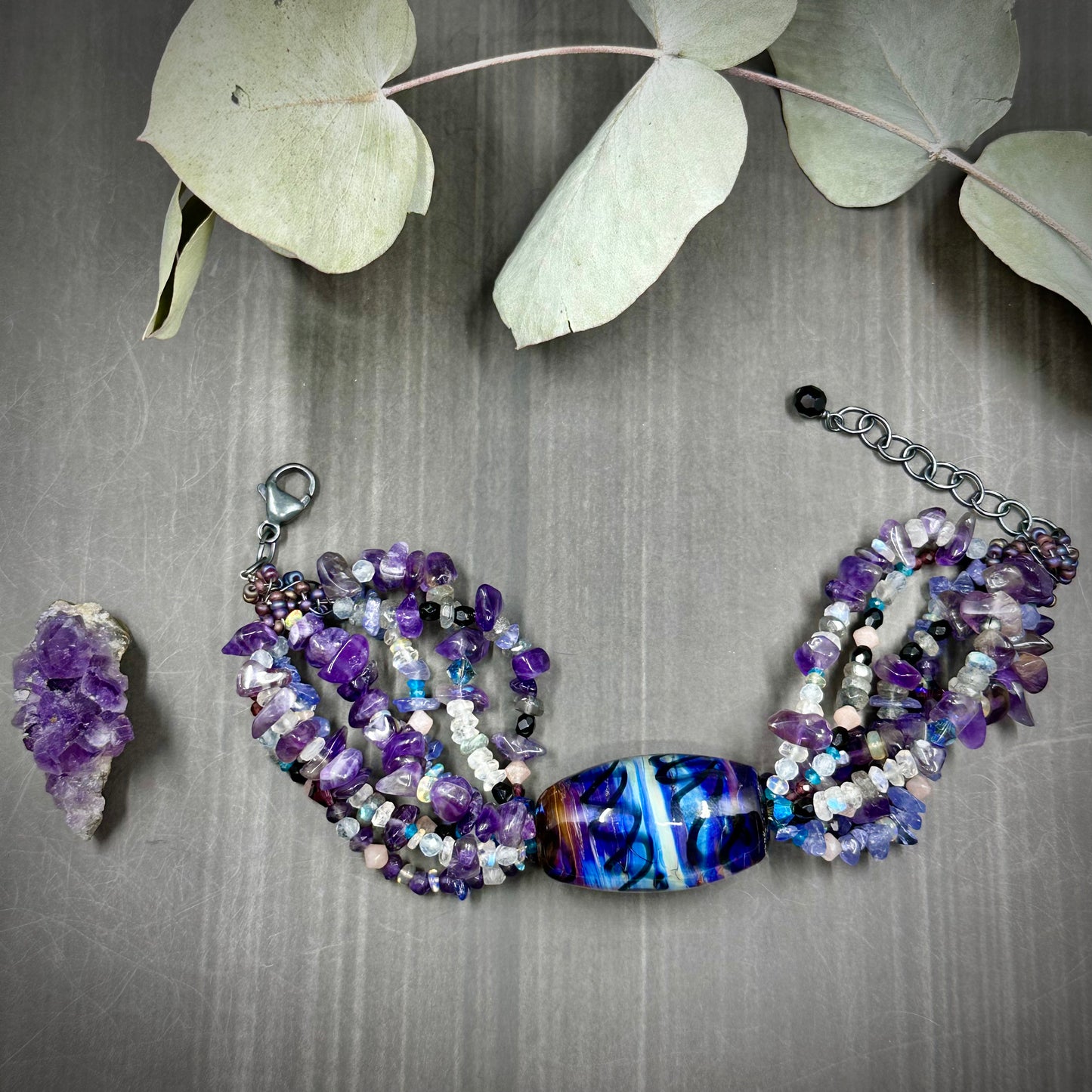 Seven Strand, Nine Gem Bracelet