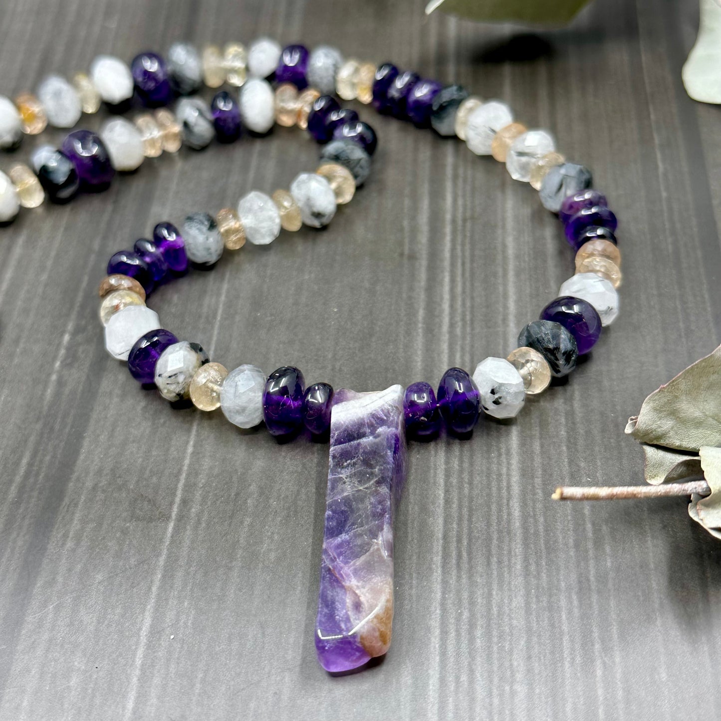 Amethyst, Topaz, and Quartz Necklace
