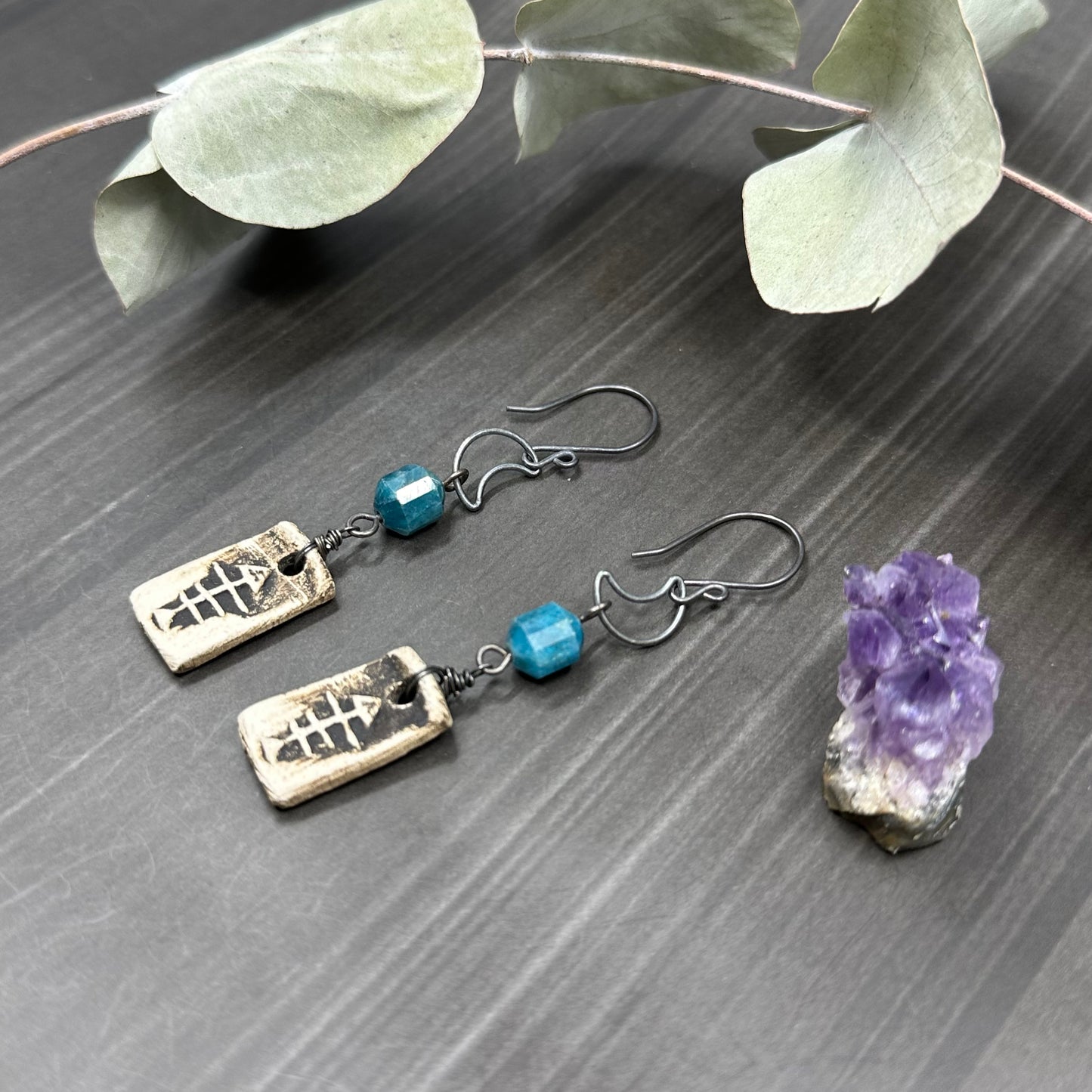 Tide Earrings with Apatite
