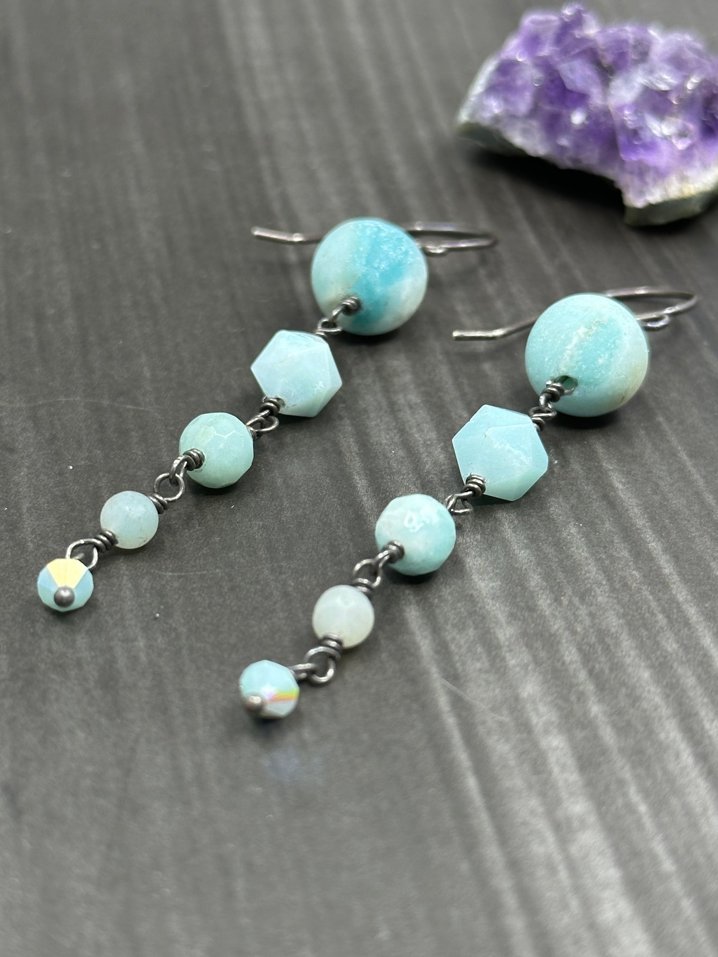 Amazonite and Crystal Earrings