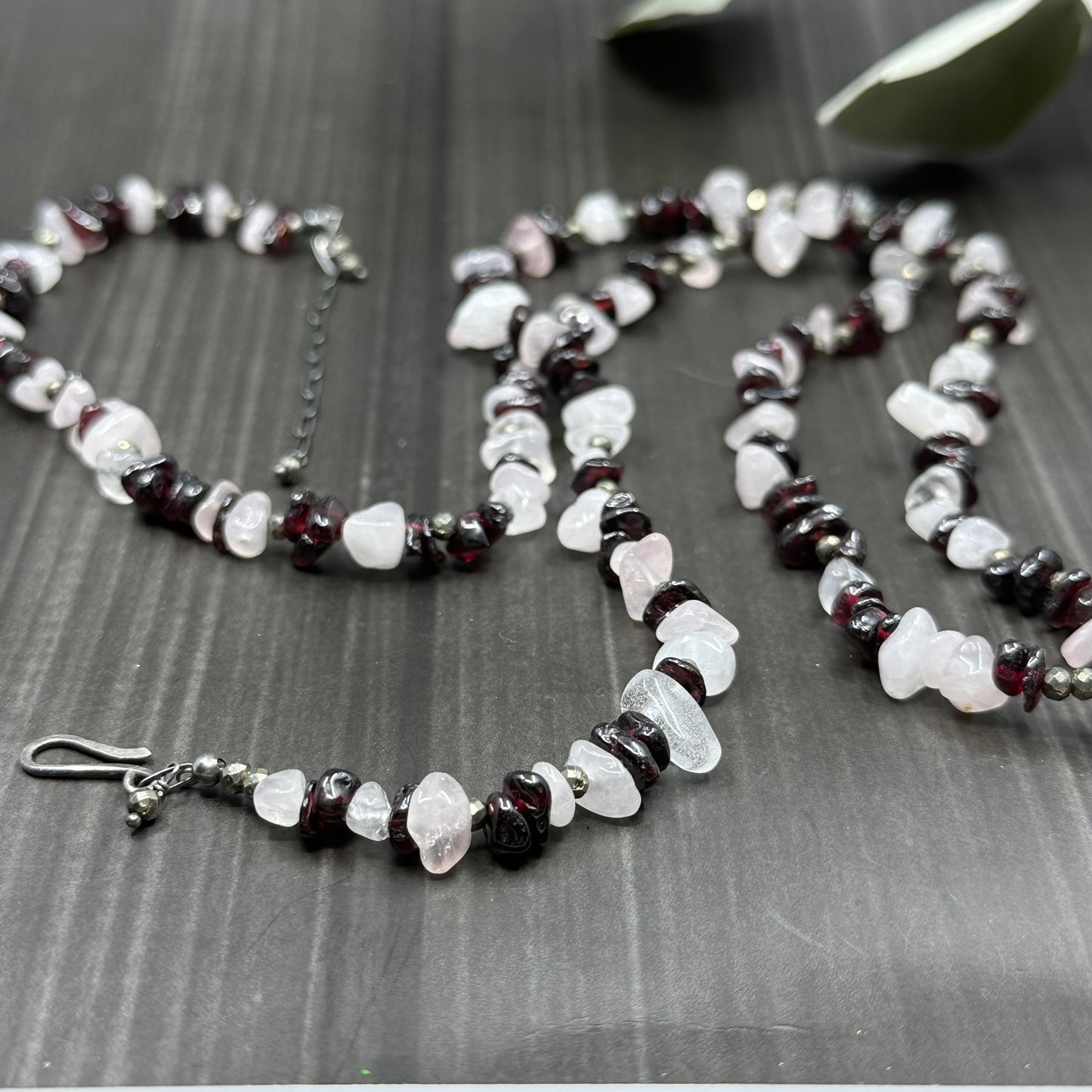 Rose Quartz, Garnet, and Pyrite Convertible Necklace