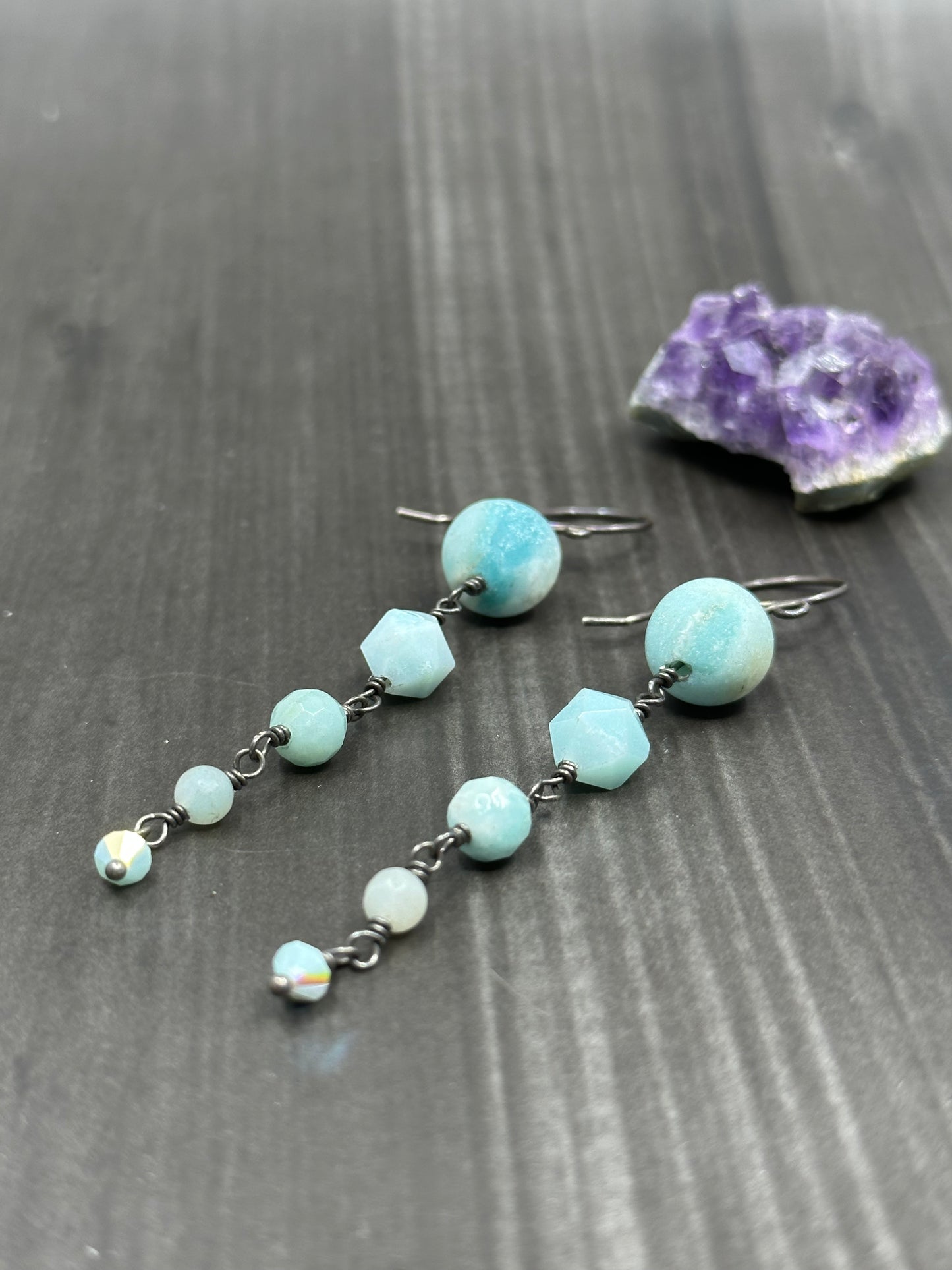 Amazonite and Crystal Earrings