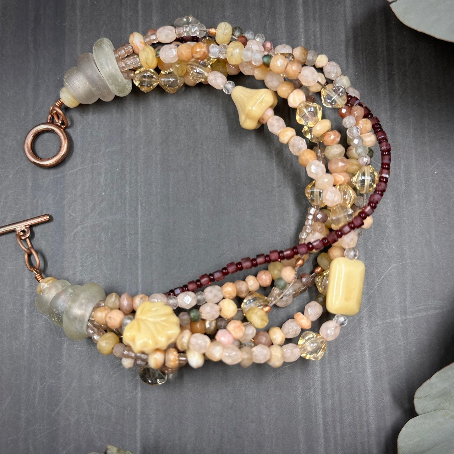 Garnet and Czech Glass Bracelet