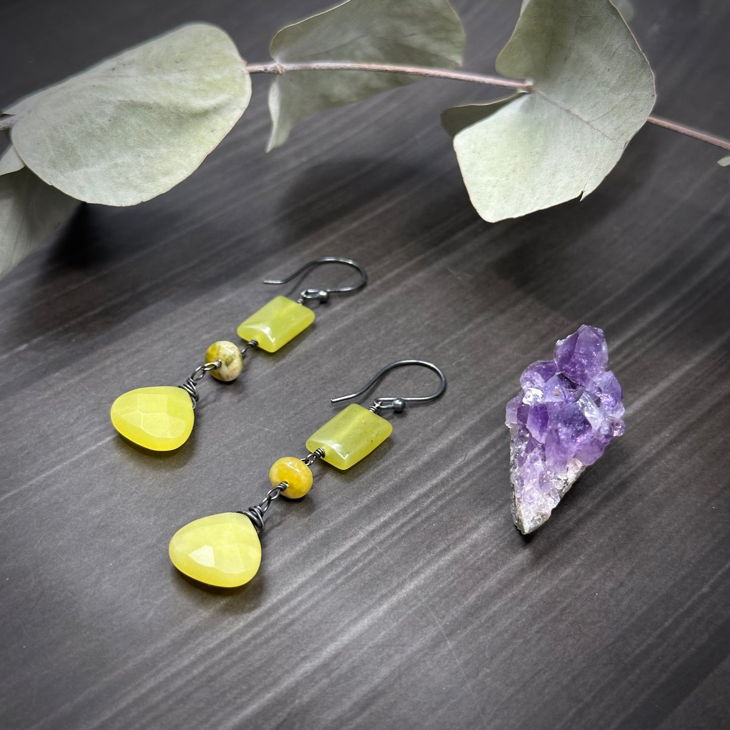 Sterling silver and Serpentine Earrings