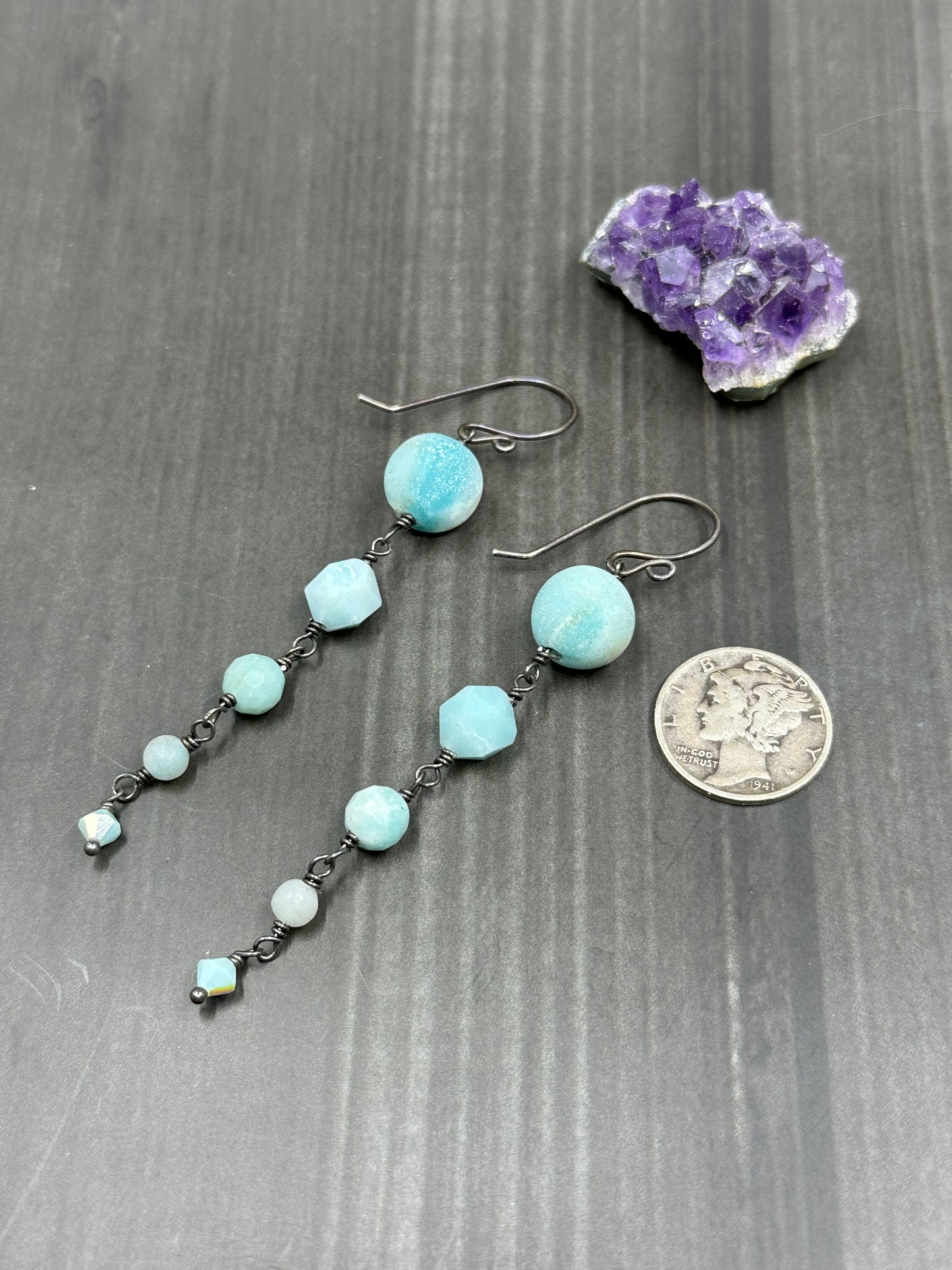 Amazonite and Crystal Earrings