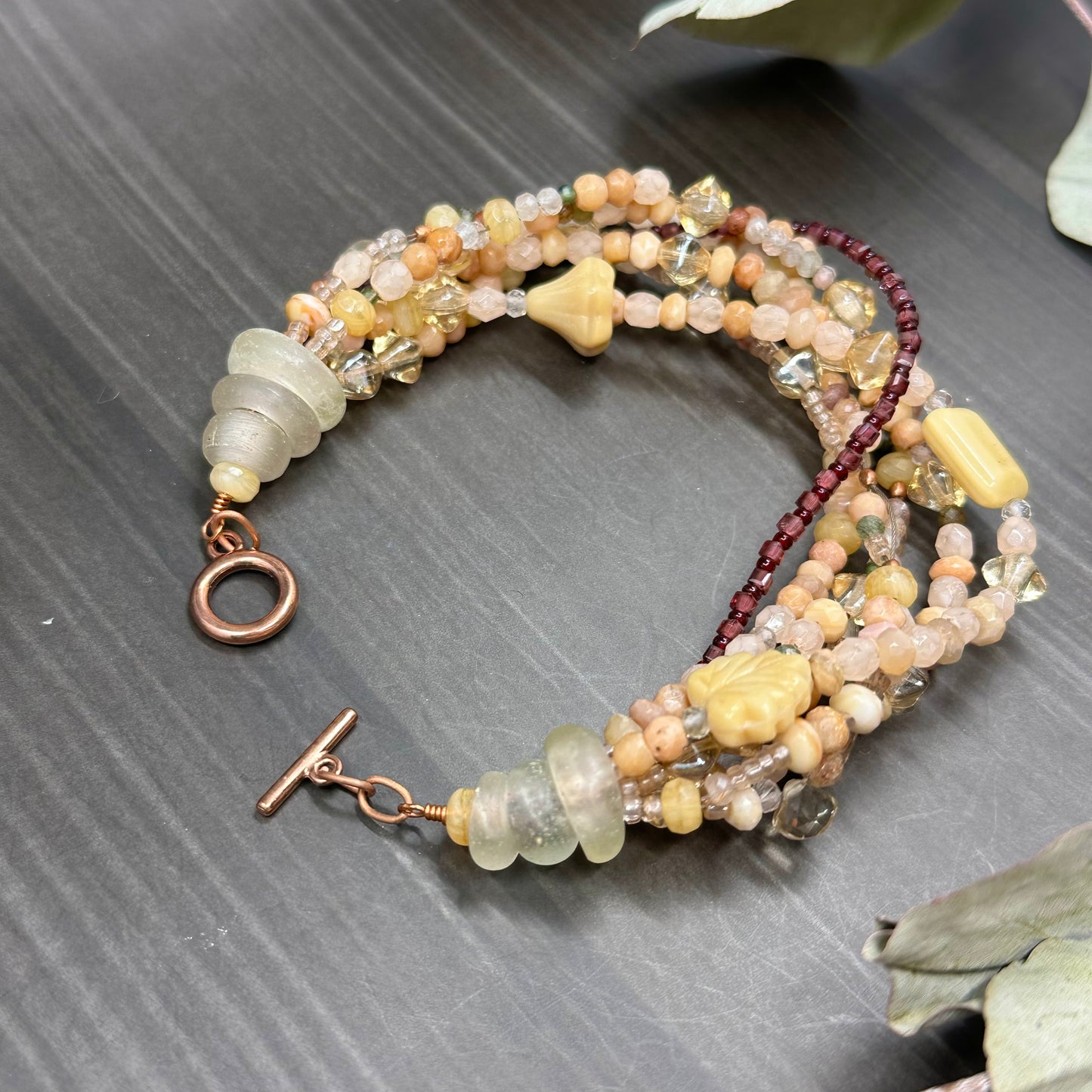 Garnet and Czech Glass Bracelet