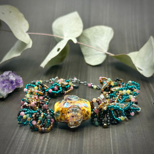 Reef bracelet with Tourmaline and Artisan Glass