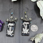 Load image into Gallery viewer, Swarovski Crystal, Sterling, and Ceramic Cat Earrings
