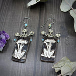 Load image into Gallery viewer, Swarovski Crystal, Sterling, and Ceramic Cat Earrings
