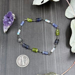 Load image into Gallery viewer, Peridot, Tanzanite, Opal, and Iolite Sterling Silver Bracelet
