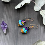 Load image into Gallery viewer, Artisan Glass, Silk, and Copper Earrings
