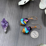 Load image into Gallery viewer, Artisan Glass, Silk, and Copper Earrings
