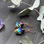 Load image into Gallery viewer, Artisan Glass, Silk, and Copper Earrings
