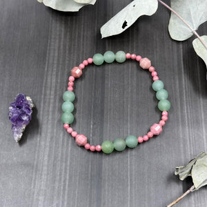 8.25" Rhodonite and Aventurine Stretch Bracelet