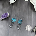 Load image into Gallery viewer, Blue moon, cubic zirconia, sterling silver, and Herkimer quartz diamond earrings
