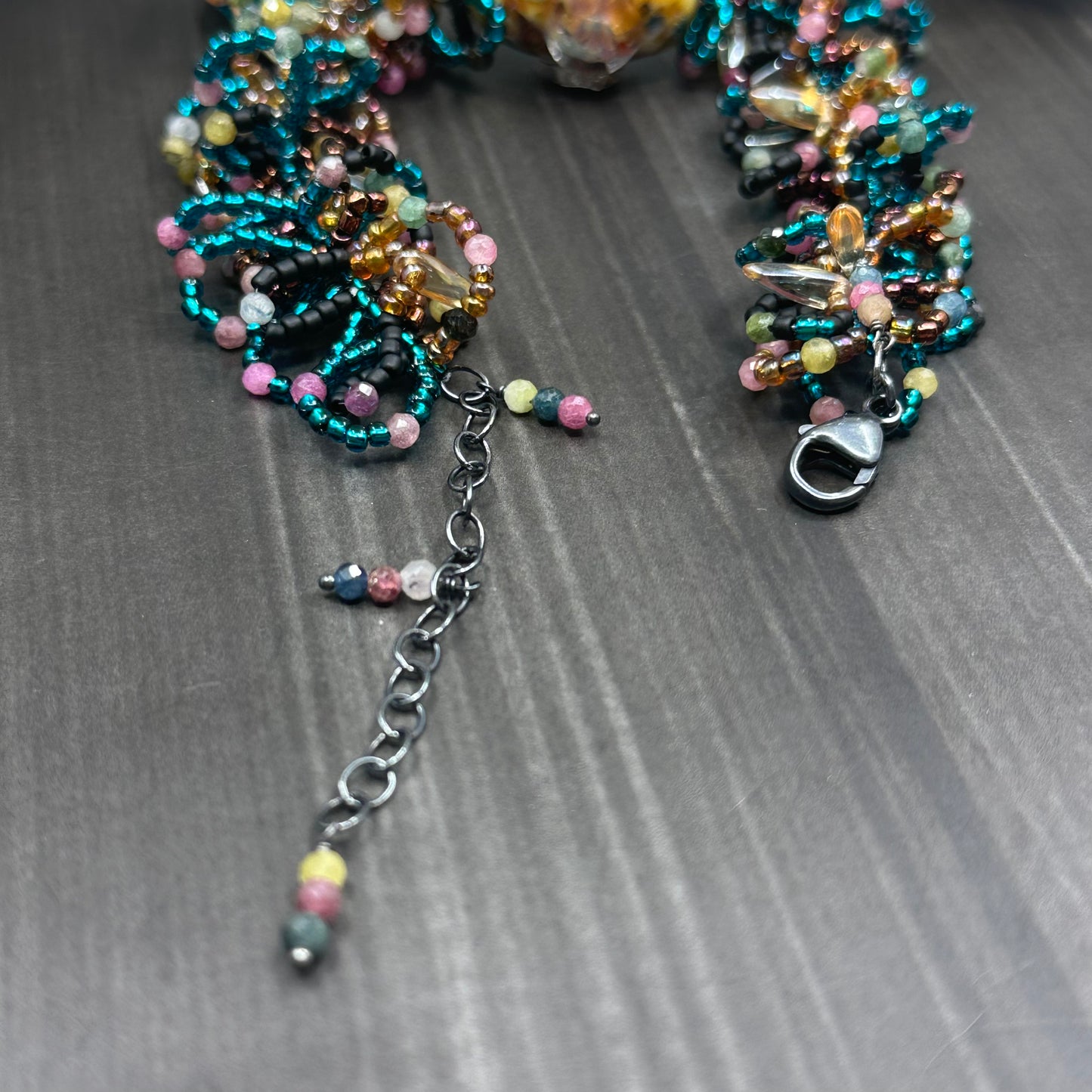Reef bracelet with Tourmaline and Artisan Glass