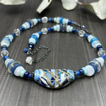 Load image into Gallery viewer, Artisan Glass and Blue Gemstones Necklace
