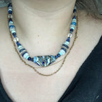 Load image into Gallery viewer, Artisan Glass and Blue Gemstones Necklace
