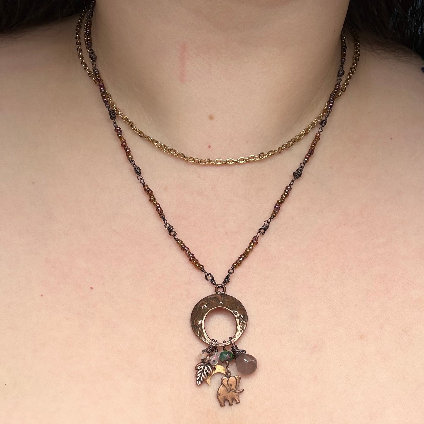 Charm Cluster Necklace in Copper
