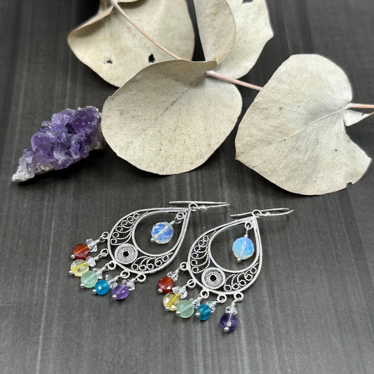 Rainbow Gem Earrings in Sterling Silver